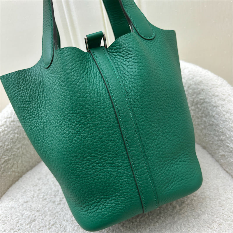 Hermes Picotin 18 in Vert Vertigo Clemence Leather and PHW