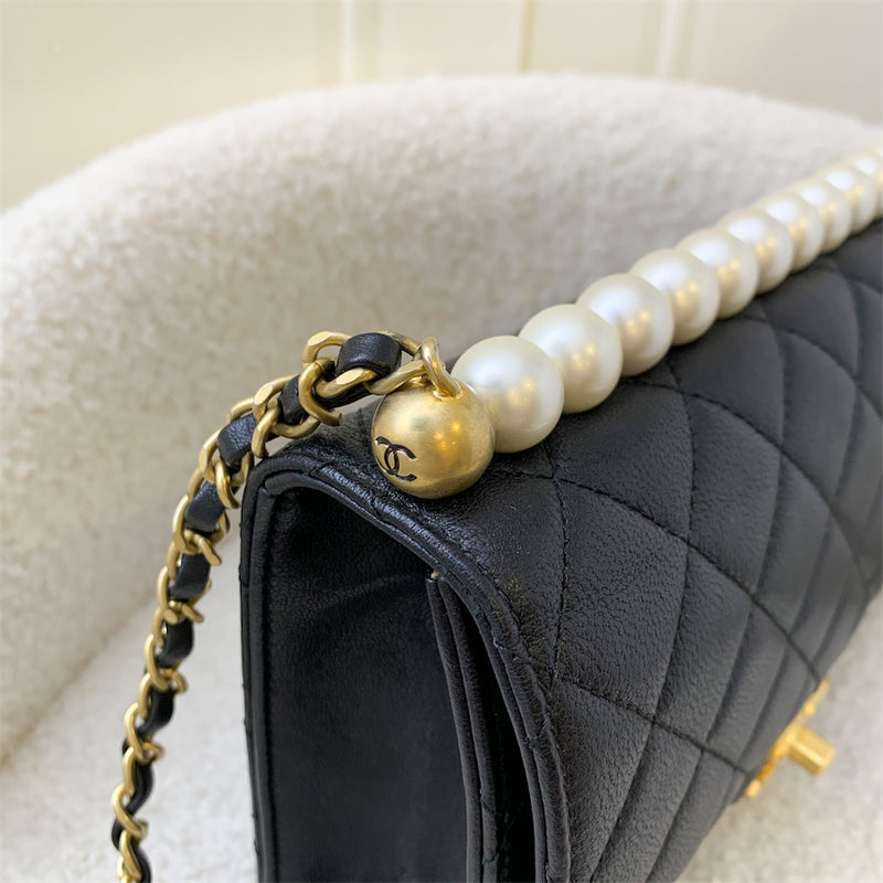 Chanel Small Chic Pearls Flap in Black Goatskin and AGHW