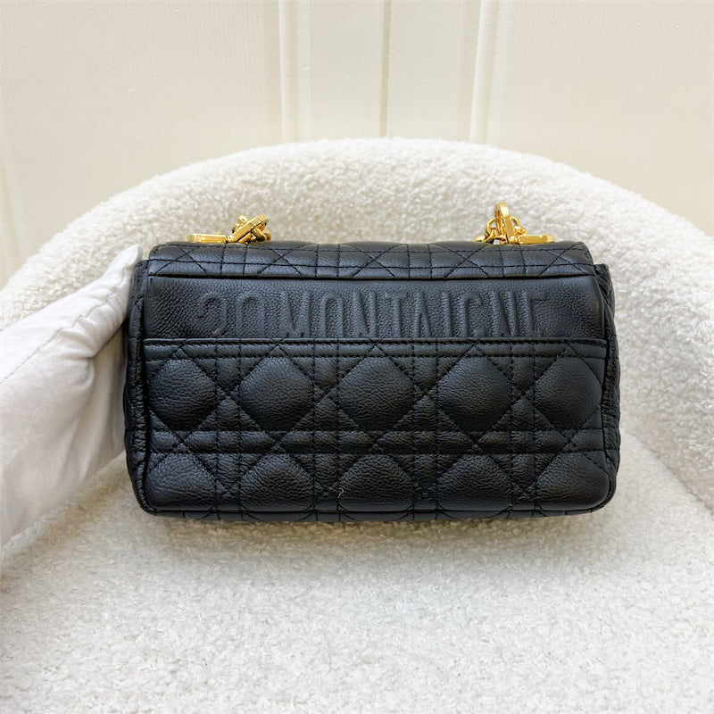 Dior Small Caro Flap Bag in Black Calfskin and GHW