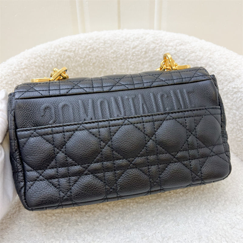 Dior Small Caro Flap Bag in Black Calfskin and GHW