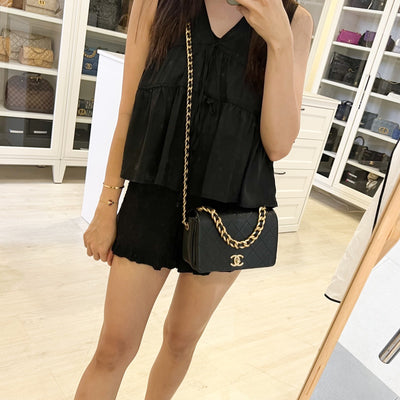 Chanel Seasonal Full Flap Bag in Black Caviar and AGHW (Model: AS1895)