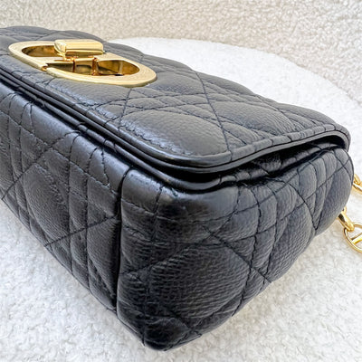 Dior Small Caro Flap Bag in Black Calfskin and GHW