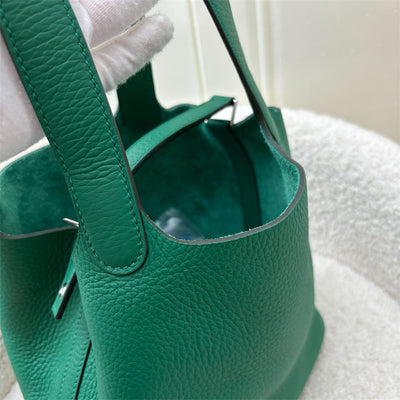 Hermes Picotin 18 in Vert Vertigo Clemence Leather and PHW