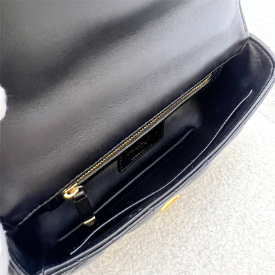 Dior Small Caro Flap Bag in Black Calfskin and GHW