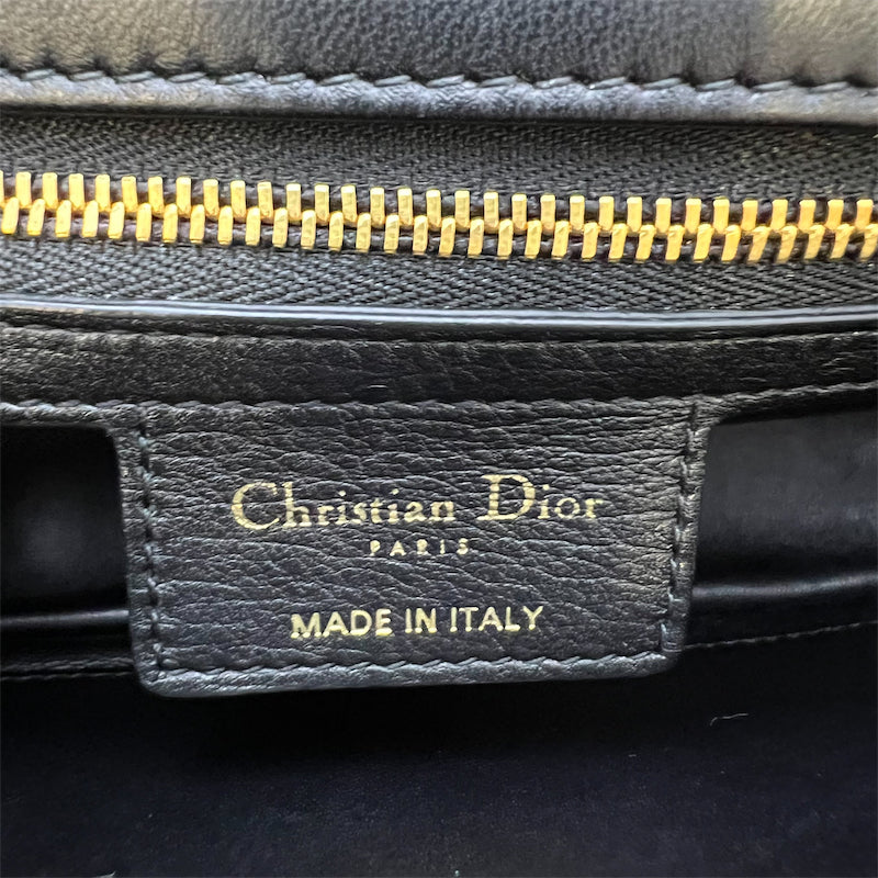 Dior Small Caro Flap Bag in Black Calfskin and GHW