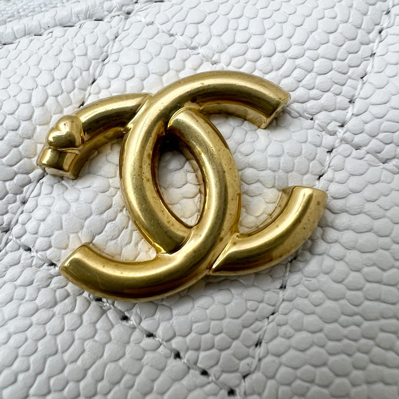 Chanel 23P Heart Adjustable Chain Small Vanity in White Caviar and AGHW