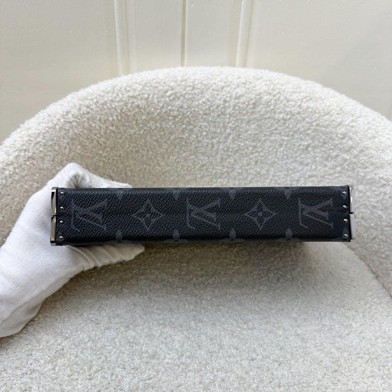 LV Limited Edition Wallet Trunk Clutch in Black / Silver Monogram Canvas