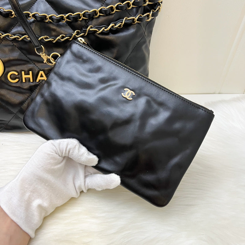 Chanel 22 Small Hobo Bag in Black Calfskin and AGHW