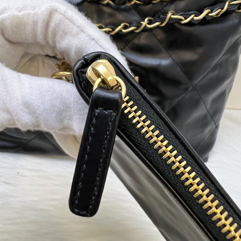 Chanel 22 Small Hobo Bag in Black Calfskin and AGHW