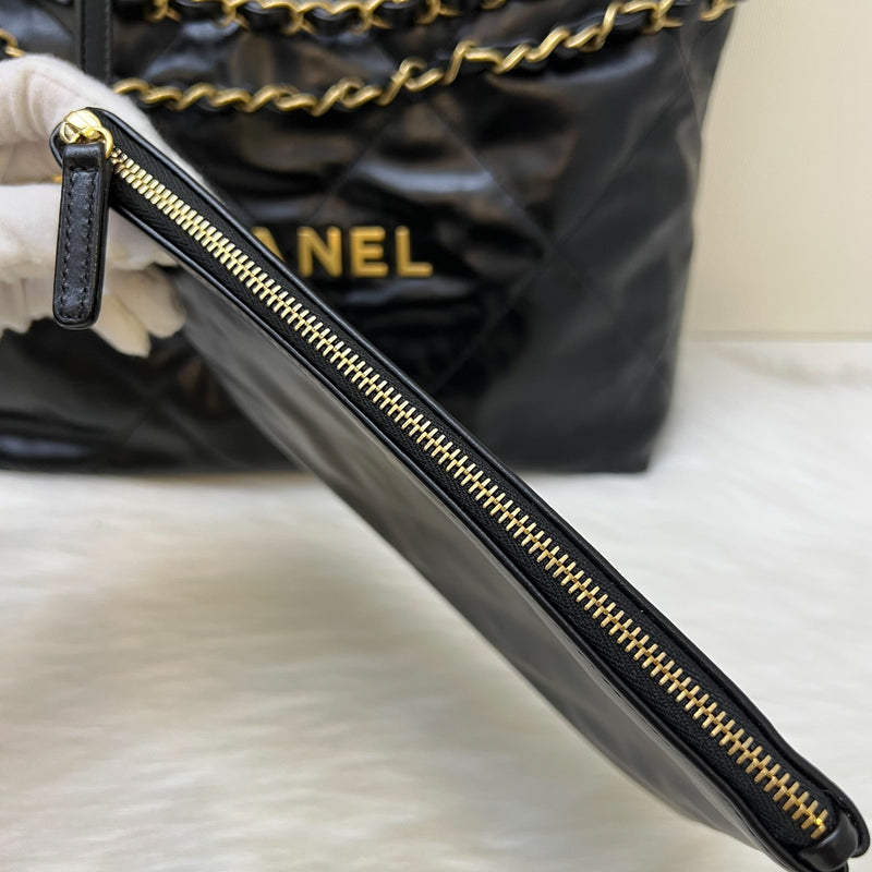 Chanel 22 Small Hobo Bag in Black Calfskin and AGHW