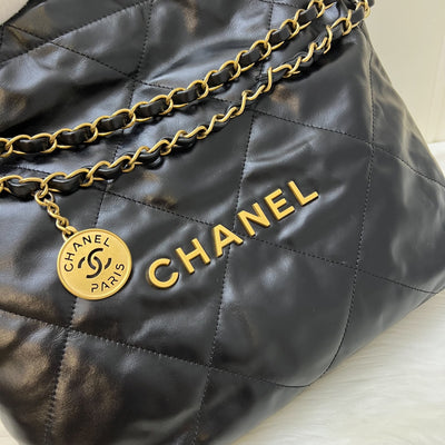 Chanel 22 Small Hobo Bag in Black Calfskin and AGHW