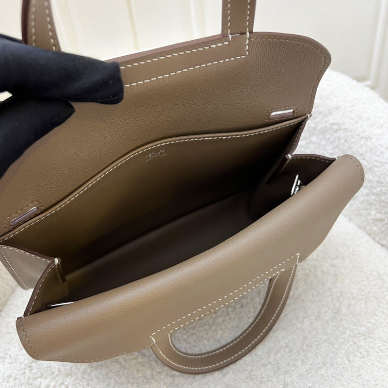 Hermes Mini Halzan in Etoupe Swift Leather and PHW