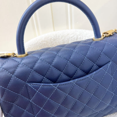 Chanel Medium 29cm Coco Handle Flap in Navy Caviar and AGHW