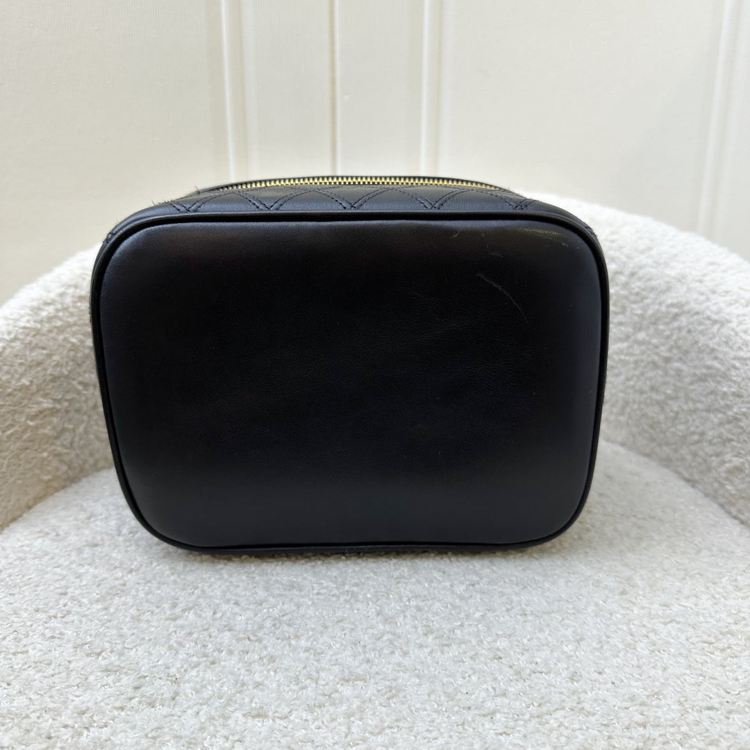 Chanel Vintage Travel Vanity Bag in Black Lambskin 24K GHW