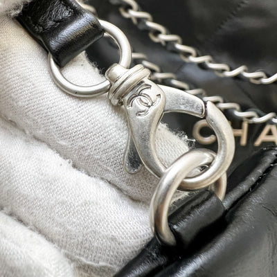 Chanel 22 Medium Hobo Handbag in Black Calfskin and SHW (Model: AS3261)