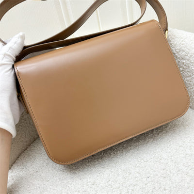 Celine Classique Triomphe Flap Bag in Bronze (Caramel) Shiny Calfskin and GHW