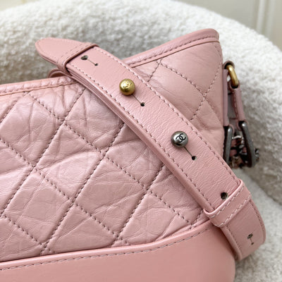 Chanel Small Gabrielle Hobo in Pink Distressed Calfskin, Pink Base and 3-Tone HW