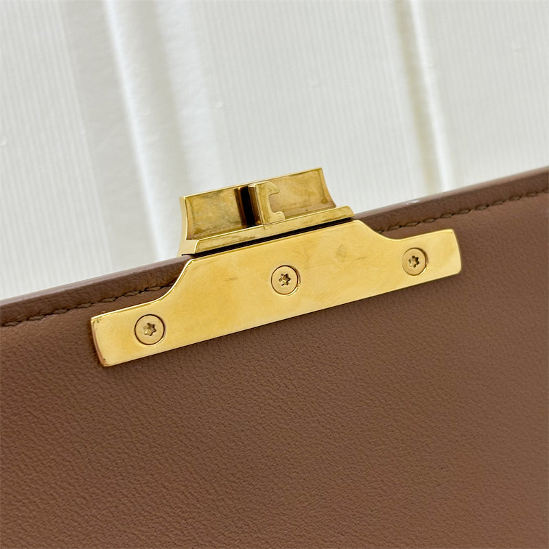 Celine Classique Triomphe Flap Bag in Bronze (Caramel) Shiny Calfskin and GHW