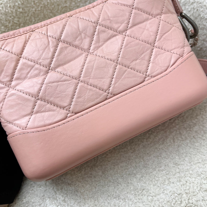 Chanel Small Gabrielle Hobo in Pink Distressed Calfskin, Pink Base and 3-Tone HW