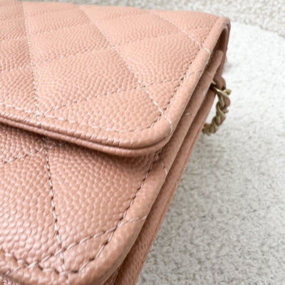 Chanel 23P Seasonal Wallet On Chain WOC in Beige Caviar and LGHW