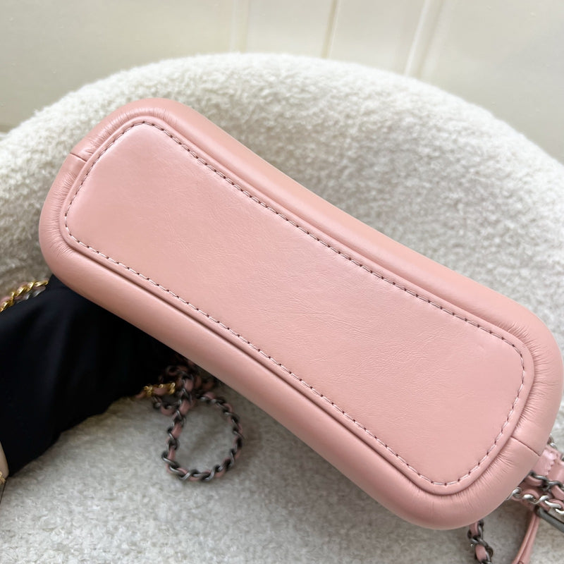 Chanel Small Gabrielle Hobo in Pink Distressed Calfskin, Pink Base and 3-Tone HW