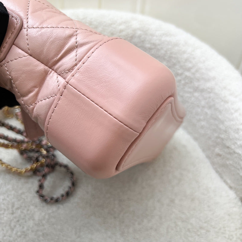 Chanel Small Gabrielle Hobo in Pink Distressed Calfskin, Pink Base and 3-Tone HW