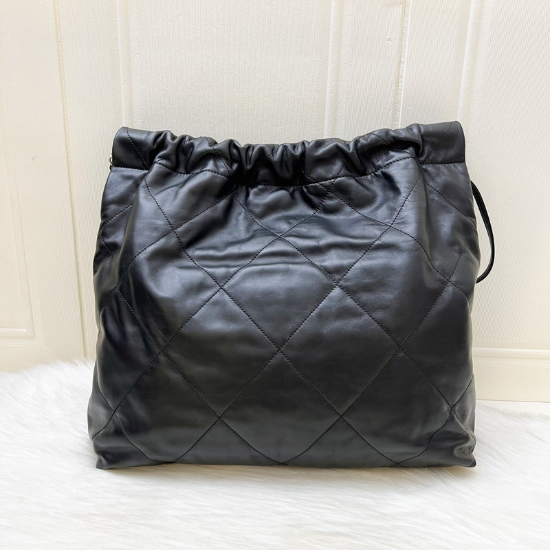 Chanel 22 Medium Hobo Handbag in Black Calfskin and SHW (Model: AS3261)