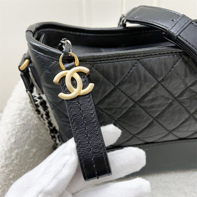 Chanel New Medium Gabrielle Hobo in Black Distressed Calfskin and 3 tone HW