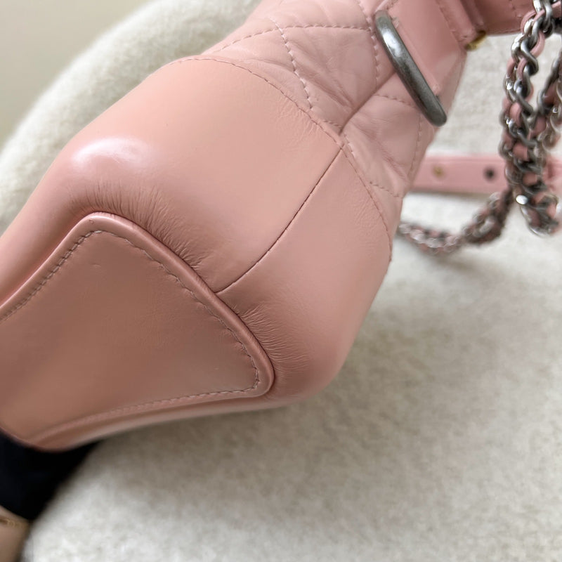 Chanel Small Gabrielle Hobo in Pink Distressed Calfskin, Pink Base and 3-Tone HW