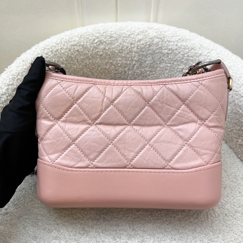 Chanel Small Gabrielle Hobo in Pink Distressed Calfskin, Pink Base and 3-Tone HW