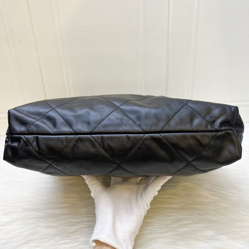 Chanel 22 Medium Hobo Handbag in Black Calfskin and SHW (Model: AS3261)