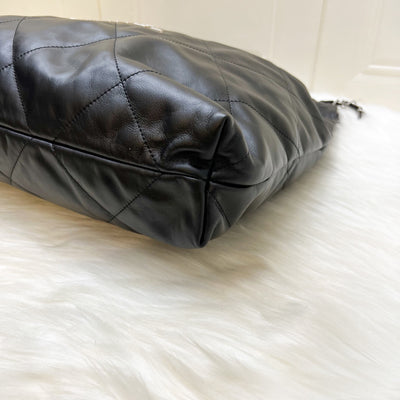 Chanel 22 Medium Hobo Handbag in Black Calfskin and SHW (Model: AS3261)