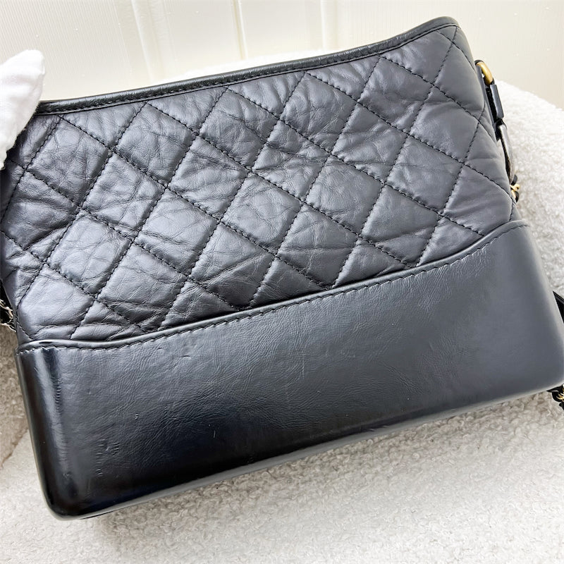 Chanel New Medium Gabrielle Hobo in Black Distressed Calfskin and 3 tone HW