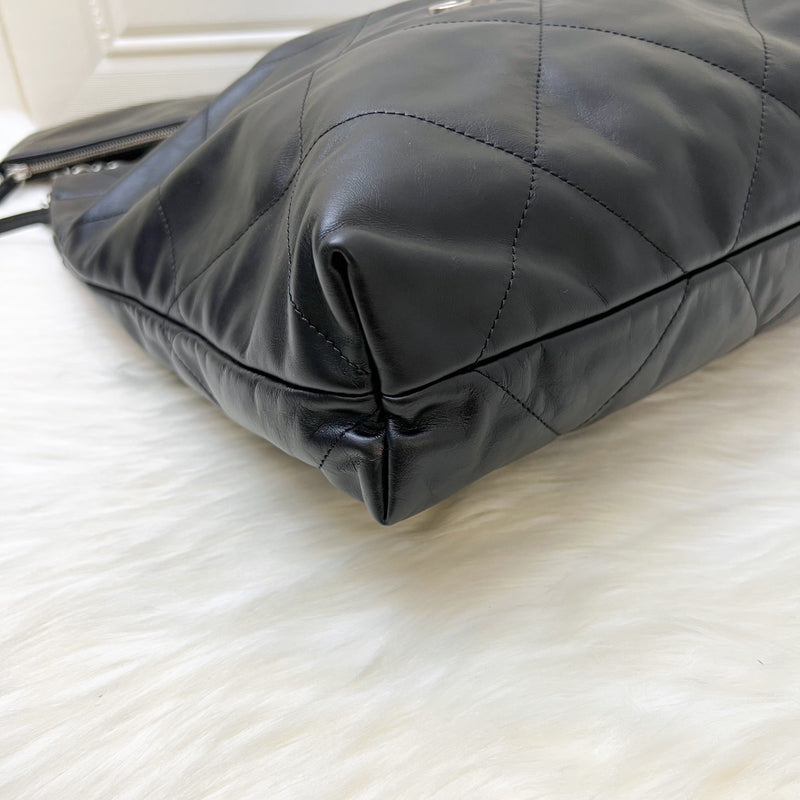 Chanel 22 Medium Hobo Handbag in Black Calfskin and SHW (Model: AS3261)