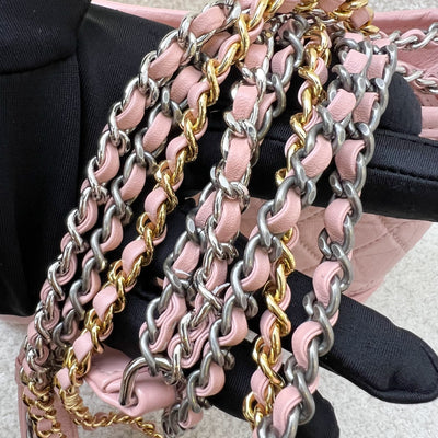 Chanel Small Gabrielle Hobo in Pink Distressed Calfskin, Pink Base and 3-Tone HW