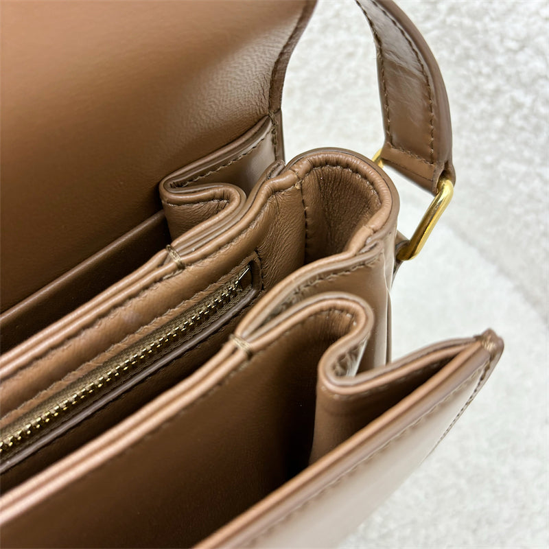 Celine Classique Triomphe Flap Bag in Bronze (Caramel) Shiny Calfskin and GHW