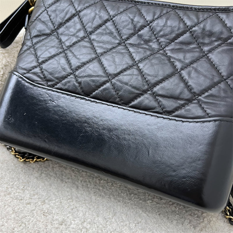 Chanel New Medium Gabrielle Hobo in Black Distressed Calfskin and 3 tone HW