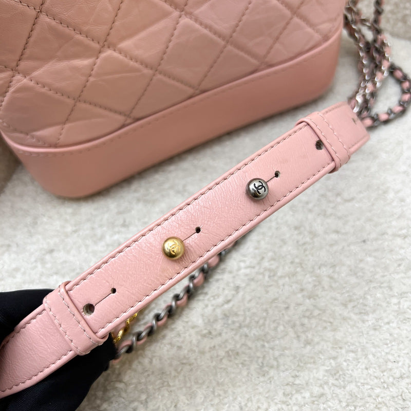 Chanel Small Gabrielle Hobo in Pink Distressed Calfskin, Pink Base and 3-Tone HW