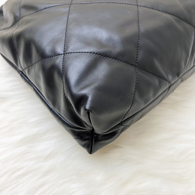Chanel 22 Medium Hobo Handbag in Black Calfskin and SHW (Model: AS3261)