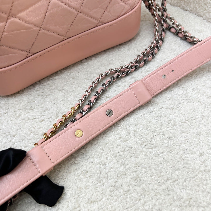 Chanel Small Gabrielle Hobo in Pink Distressed Calfskin, Pink Base and 3-Tone HW