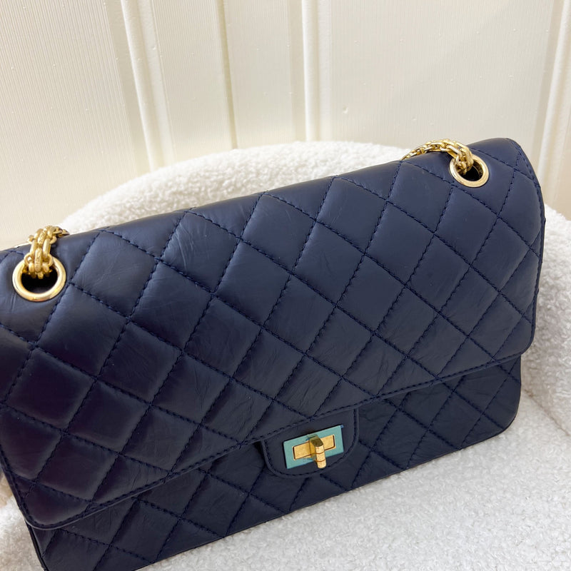 Chanel 2.55 Reissue 226 Flap in Navy Distressed Calfskin AGHW