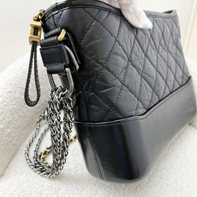 Chanel New Medium Gabrielle Hobo in Black Distressed Calfskin and 3 tone HW