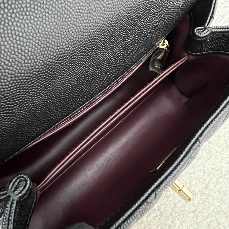 Chanel Small 24cm Coco Handle Flap in Black Caviar and AGHW (Model: A92990)