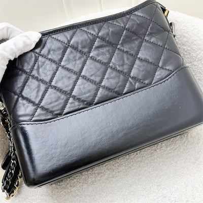 Chanel New Medium Gabrielle Hobo in Black Distressed Calfskin and 3 tone HW