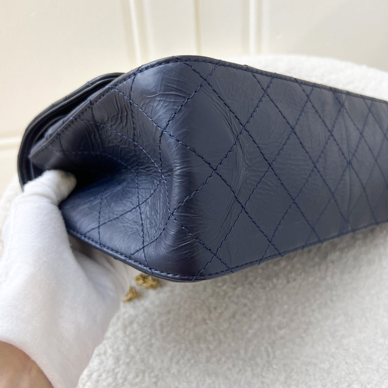 Chanel 2.55 Reissue 226 Flap in Navy Distressed Calfskin AGHW