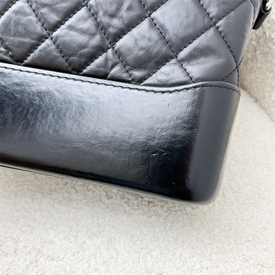 Chanel New Medium Gabrielle Hobo in Black Distressed Calfskin and 3 tone HW