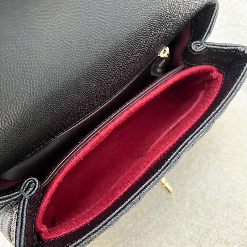 Chanel Small 24cm Coco Handle Flap in Black Caviar and AGHW (Model: A92990)