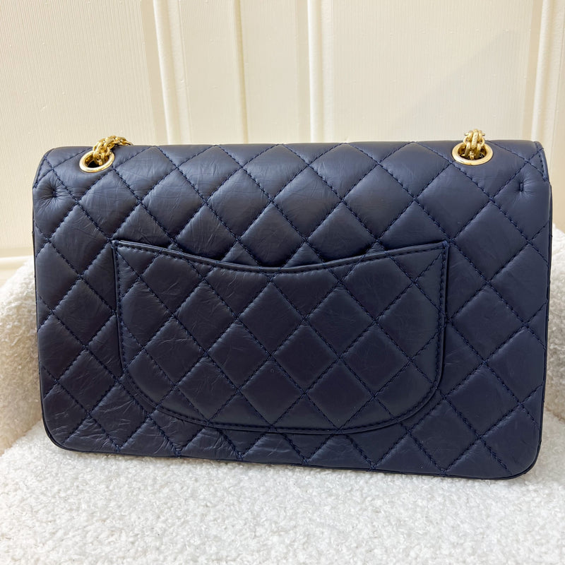 Chanel 2.55 Reissue 226 Flap in Navy Distressed Calfskin AGHW