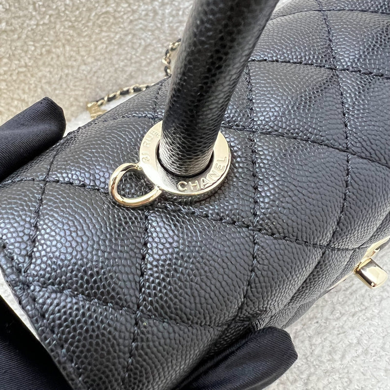 Chanel Small 24cm Coco Handle Flap in Black Caviar and AGHW (Model: A92990)