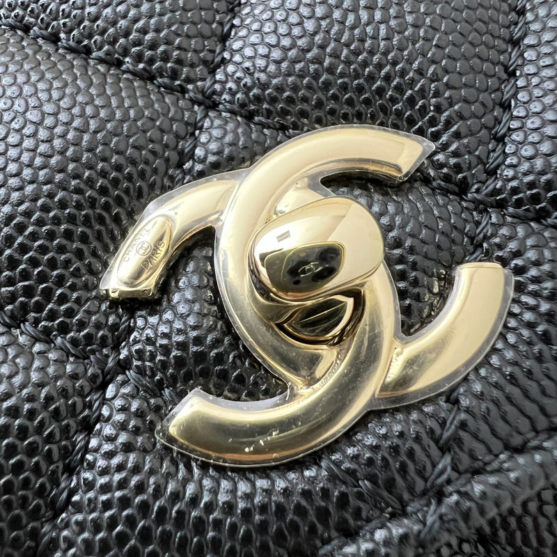 Chanel Small 24cm Coco Handle Flap in Black Caviar and AGHW (Model: A92990)